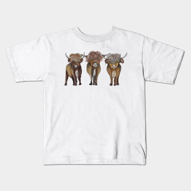 Scottish Highland cattle Kids T-Shirt by msmart